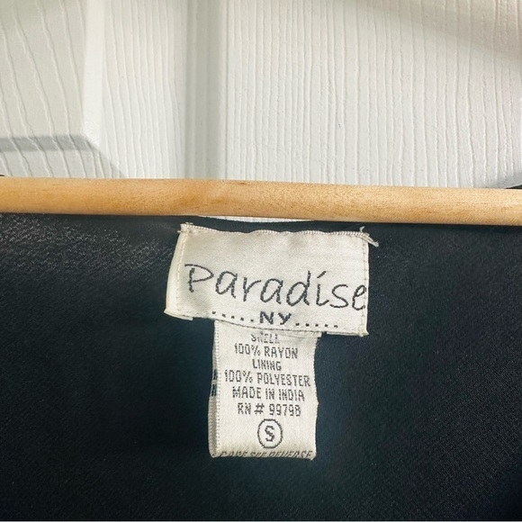 Vintage Dress Knee Length Blue Cocktail Floral Sequin Modest Sheath Small - Picture 5 of 6